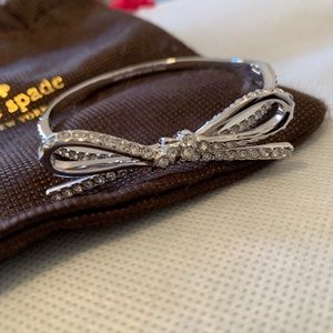 Kate Spade "Tied Up" pave bow bangle, silver